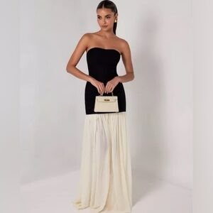 Heiress Beverly Hills Strapless Black and Cream Maxi Dress NWT Sz Small